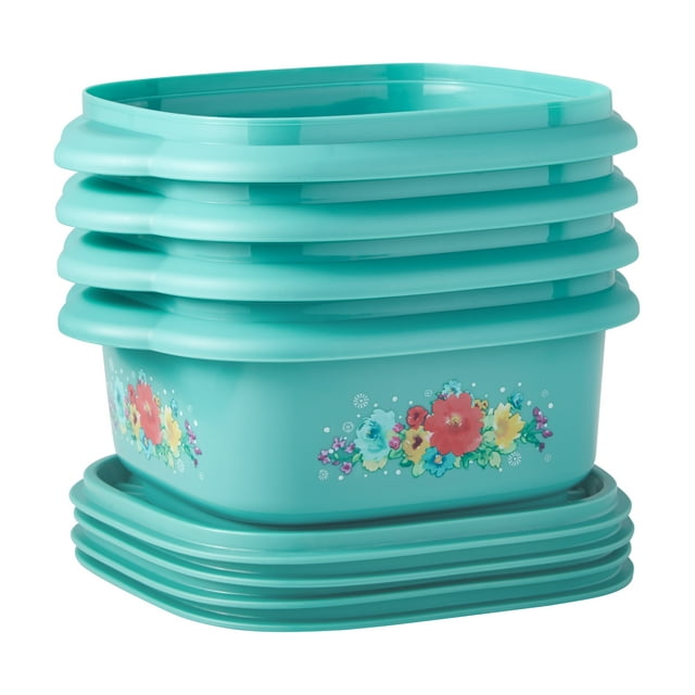 Plastic Food Storage Container Variety Set, Breezy Blossom 20 Piece Plastic Food Storage Container Variety Set, Breezy Blossom 20 Piece